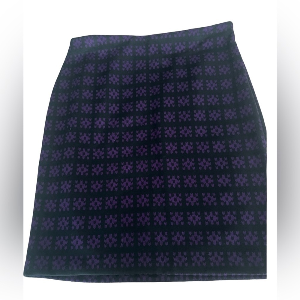 Adrienne Vittadini Petite Purple Black Geometric Knit Pencil Skirt‎ 10P